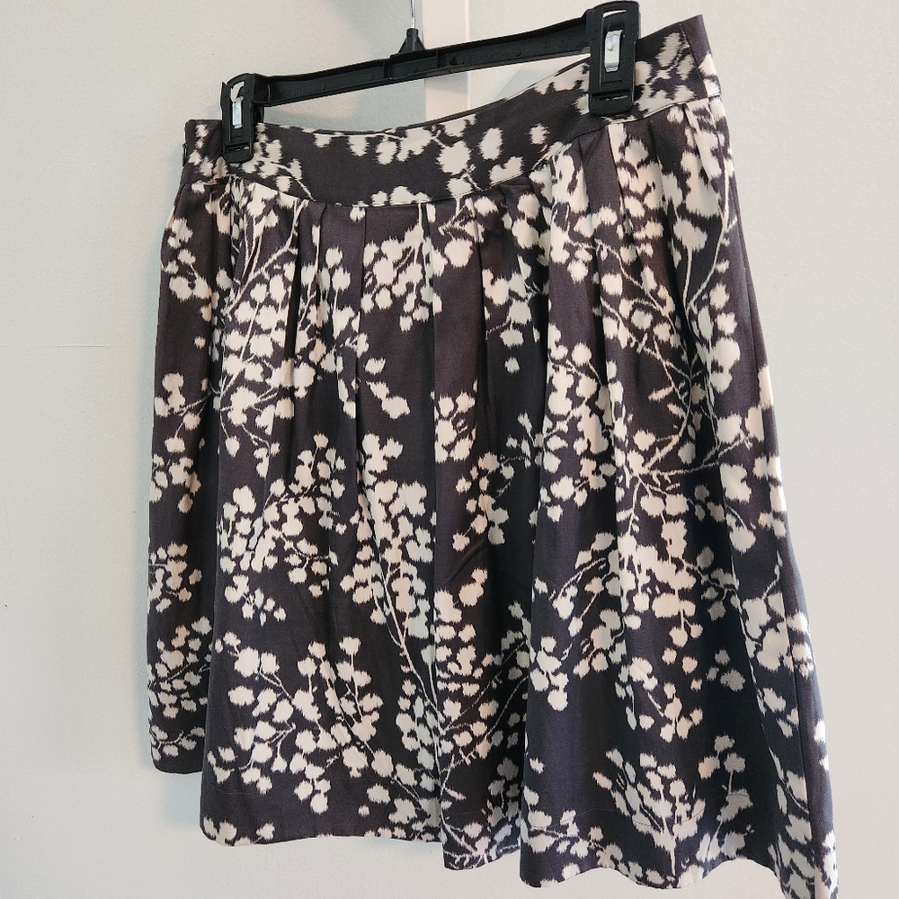 Anthropologie Moulinette Soeurs Firelight Pleated Silk Skirt Floral Ikat Sz 10 - Picture 3 of 11